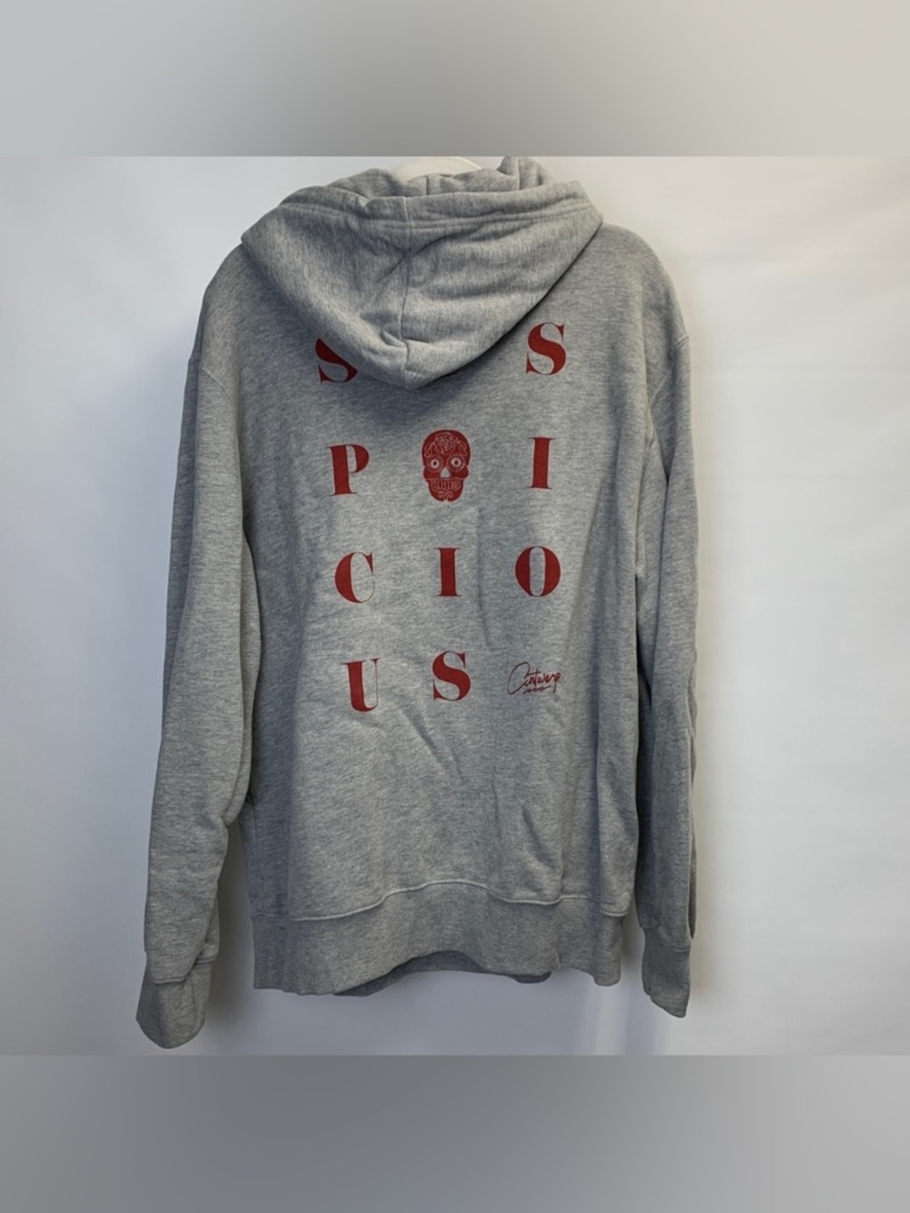 Suspicious Antwerp ‘The Playground’ Skull Hoodie. Color Gray. Size XXL